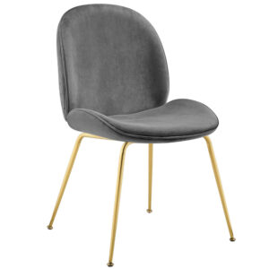 Caelynn Gold Dining Chair Gray Velvet
