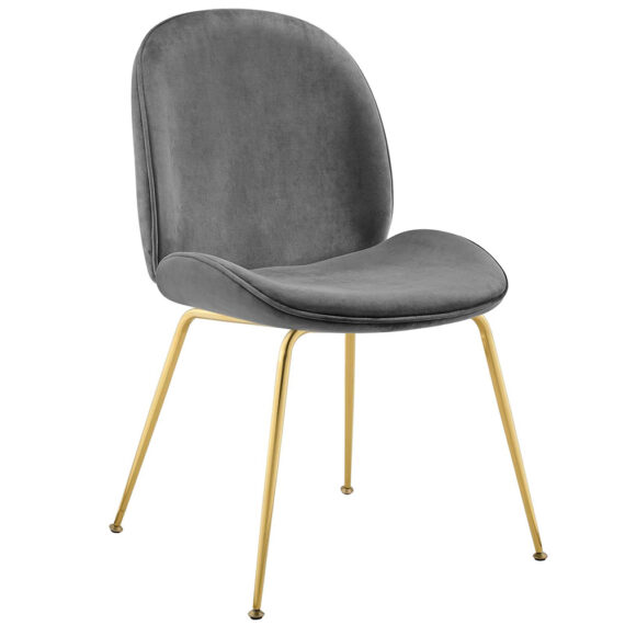 Caelynn Gold Dining Chair Gray Velvet