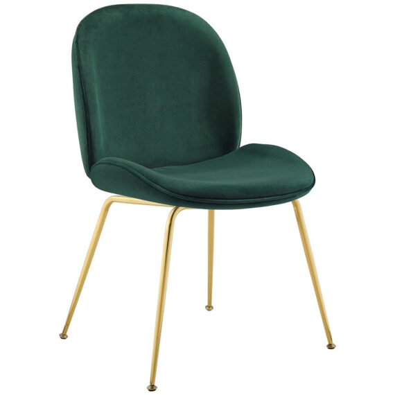 Caelynn Gold Dining Chair Green Velvet