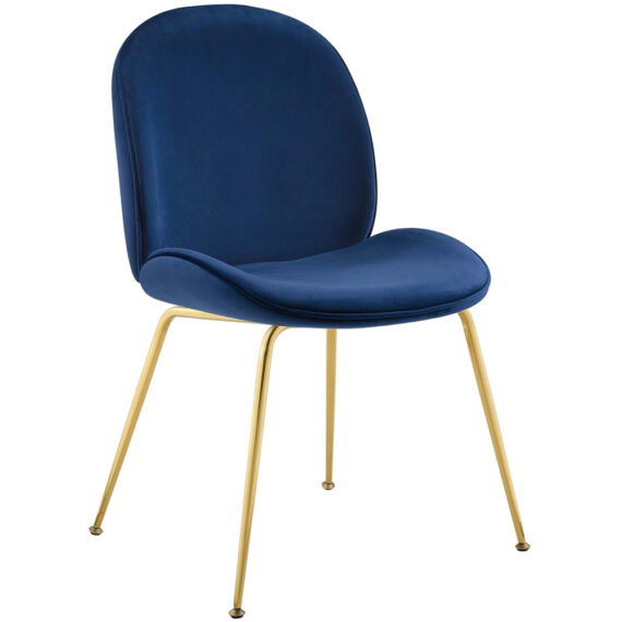 Caelynn Gold Dining Chair Navy Velvet