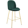 Caelynn Gold Stainless Steel Leg Performance Velvet Bar Stool Green