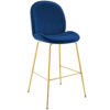 Caelynn Gold Stainless Steel Leg Performance Velvet Bar Stool Navy