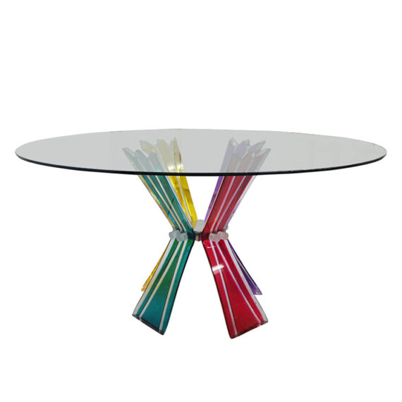 Colored Glass Dining Table Round