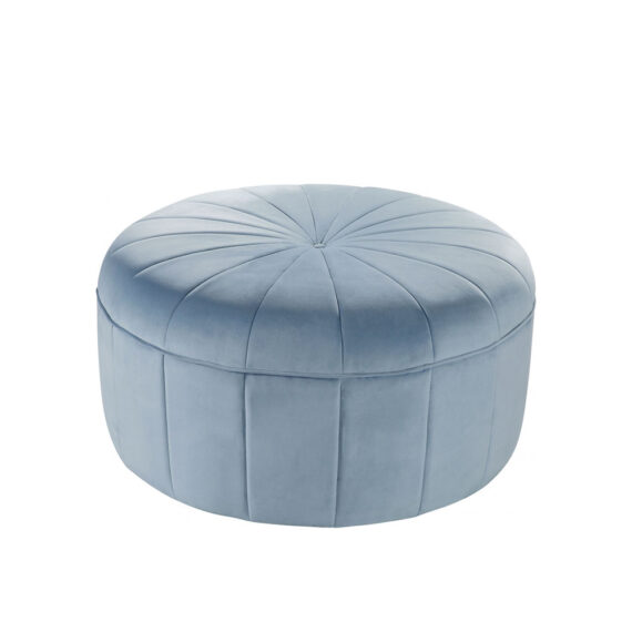 Gower Ottoman Sky Blue Velvet