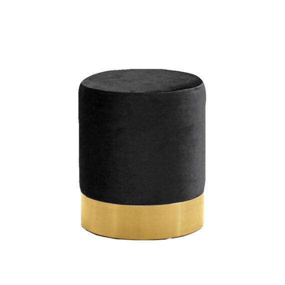 Grove Ottoman Gold-Black Velvet