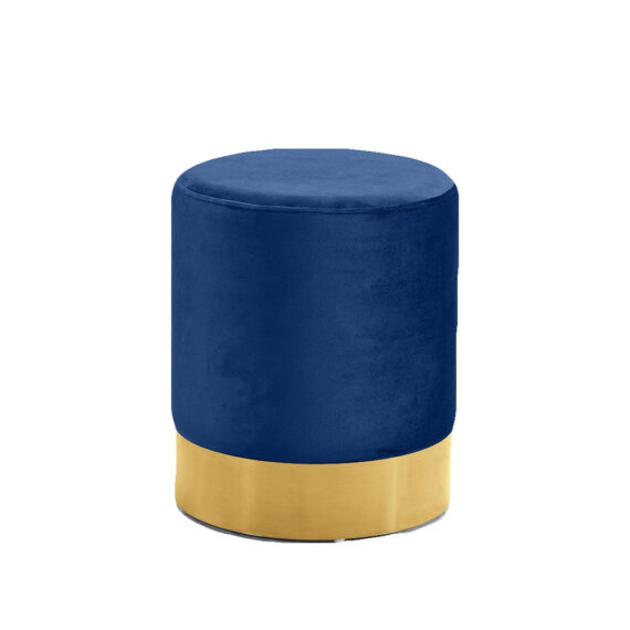 Grove Ottoman Gold-Navy Velvet