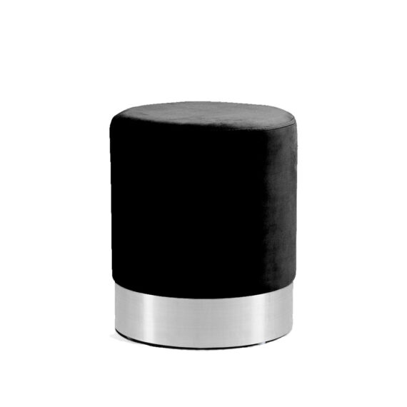 Grove Ottoman Silver-Black Velvet