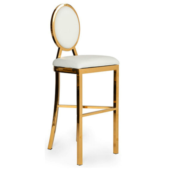 Oakland Bar Stool Gold & White