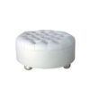 Round Tufted Ottoman White