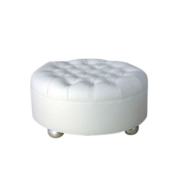 Round Tufted Ottoman White