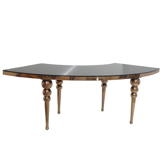 Row Dining Table Rose Gold & Black Top
