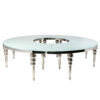 Row Dining Table Silver & White Frosted Top