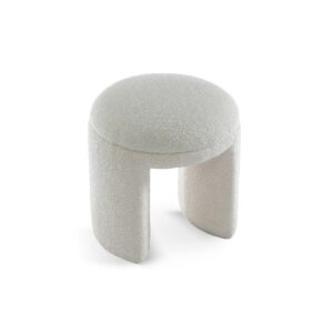 White Boucle Ottoman