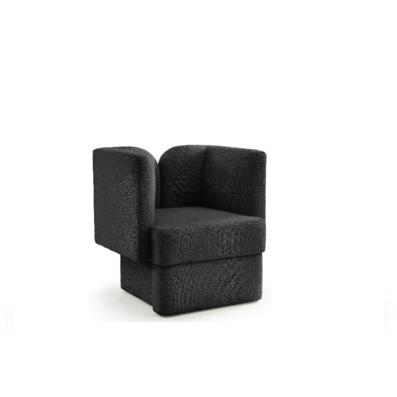 Wing Boucle Club Chair Black