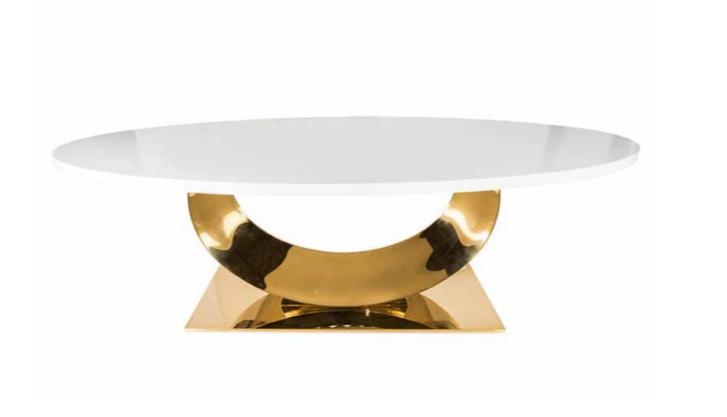 Horn Table Oval Gold White
