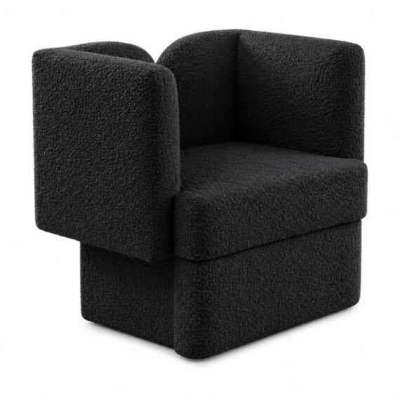Wing Boucle Club Chair Black