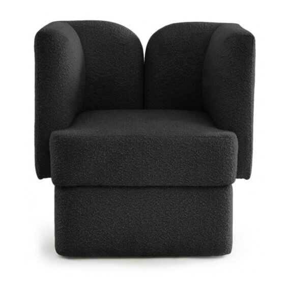Wing Boucle Club Chair Black