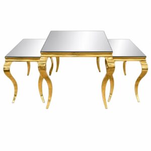 Curvo Mirror Nesting Table Gold 3 Pcs Set