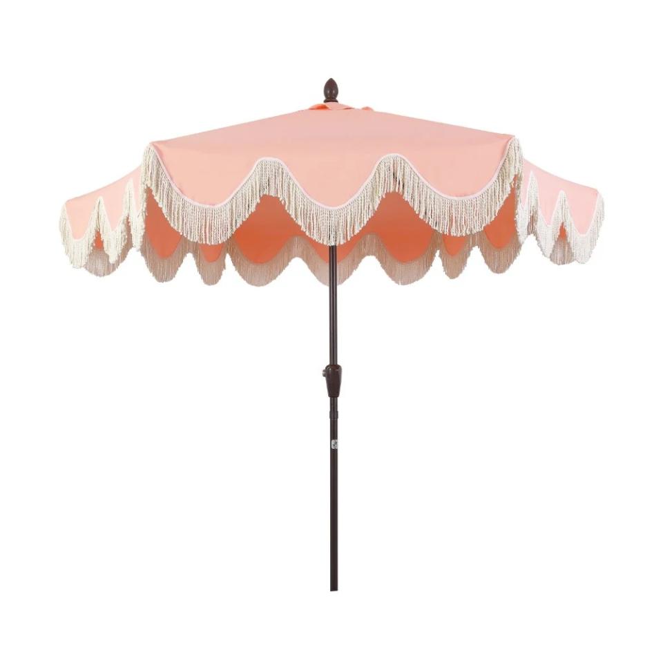 Pink Fringe Umbrella 9"