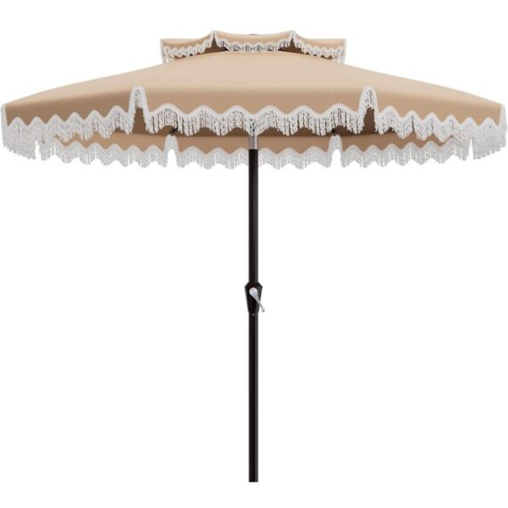 Tan Tassle Umbrella 9'