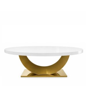 Horn Table Oval Gold White