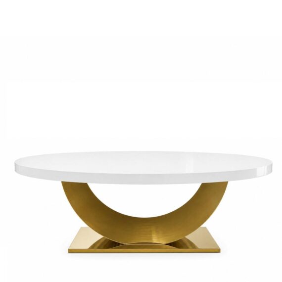 Horn Table Oval Gold White