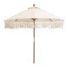 Beige Woven Fringe Umbrella 9'