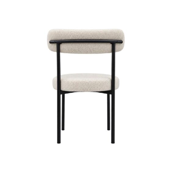 Boucle Dining Chair White and Black Frame